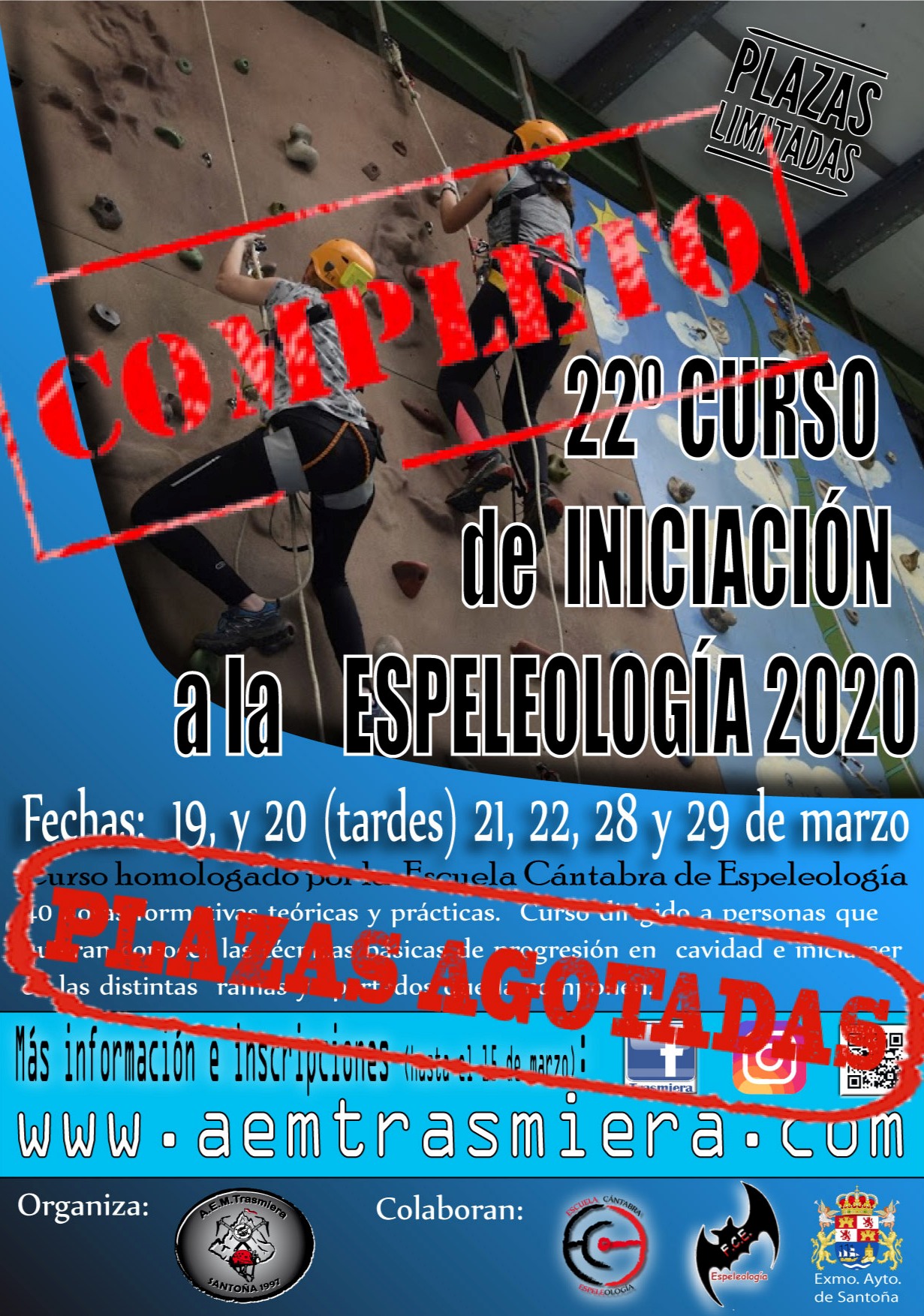 20200305 Cartel Curso de Espeleo 2020 Plazas Agotadas